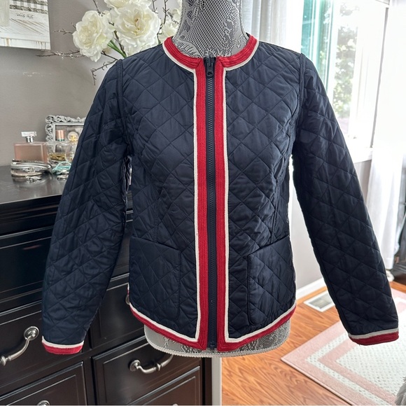 Talbots Reversible Quilted Jacket XS – Navy & Red Geometric Print - Picture 9 of 16